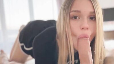 The Blonde Jumps well on her Friends Penis