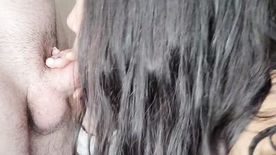 Big titty Japanese babe strokes dick