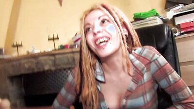 Brunette babe receives pussy eating before being double penetrated