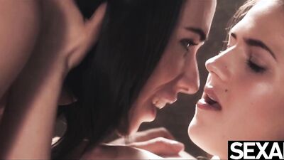 Watch her tits jiggle as her girlfriend licks her wet pussy