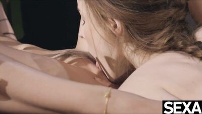 Lesbian beauty seduces her girlfriend and licks her wet pussy