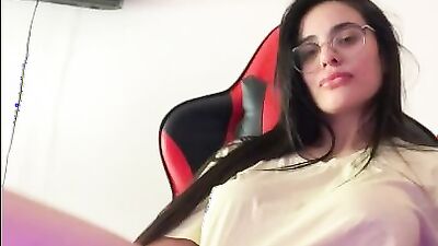 Beautiful Sexy Gamer Girl Touching and Fingering Herself Showing Boobs Ass and Pussy