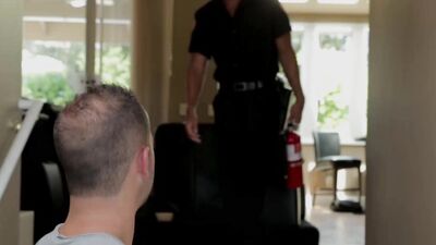 Sexy Joey bends Luke up against a pillar and pounds him hard