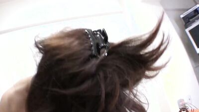 Horny Japanese milf gets showered in cum after bending over to get her pussy plowed