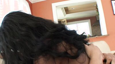 All it took for the brunette to seduce him was to caress her black booty