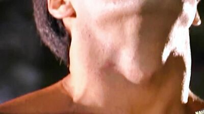 Spicy tattoed babe joined at the pool by a hung white guy and gets facial