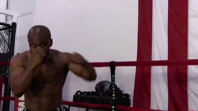 Black boxer helps chunky blonde work off some calories with vigorous sex