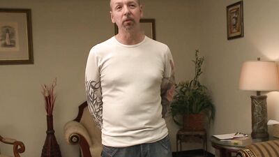 Slender blonde forgets about interviewing a job applicant the moment he whips out his dick
