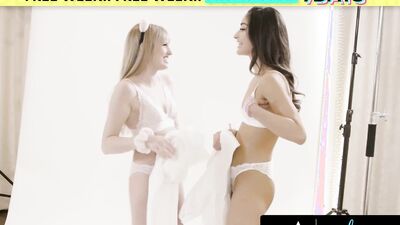 GIRLSWAY - Petite Brunette In Lingerie Emily Willis Has Passionate Real Rough Sex With Hot Blonde