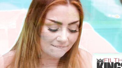 My Hot Redhead GF Gets Spitroasted By Me And My Stepdad