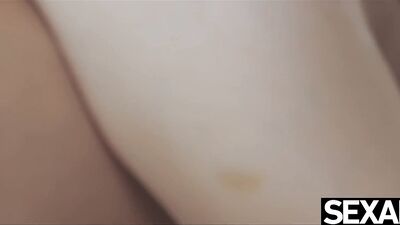 Oiled up lesbian beauties press their slippery tits together
