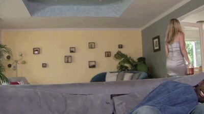 The milf is pretty horny so she gets into an interracial threesome with a BBC