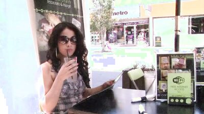 The brunette is really brave as she goes down on a BBC in an interracial