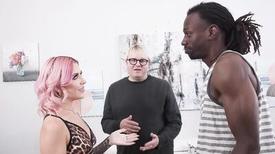 Purple Haired Babe Gets Fucked Hard In Front Of Her Husband
