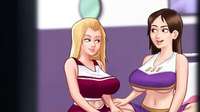 Summertime Saga - Blonde with Massive Tits and Well Hung Boyfriend Have Threesome With Friends - Roxxy Sex Scenes