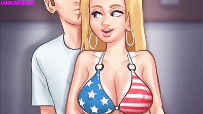 Summertime Saga - Blonde with Massive Tits and Well Hung Boyfriend Have Threesome With Friends - Roxxy Sex Scenes