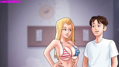Summertime Saga - Blonde with Massive Tits and Well Hung Boyfriend Have Threesome With Friends - Roxxy Sex Scenes
