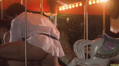Dude meets a chick and fucks her in an amusement park