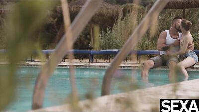 Cute blonde takes a hard multi orgasmic fucking in the garden