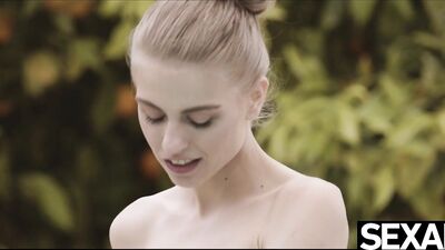 Cute blonde takes a hard multi orgasmic fucking in the garden