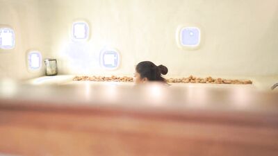 Having fun with Asian Girlfriend on Large Bathtub