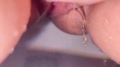 BBW babe pisses on your cock and fucks her tight asshole for the first time!