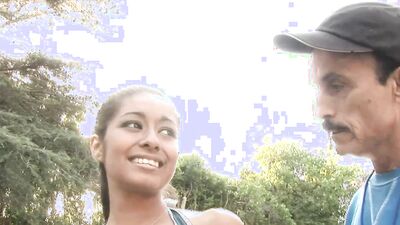 Hung white dude talked a brunette cheerleader into fucking with him