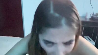 Beautiful girl picking up a stranger on my motorcycle to suck his cock and swallow his cum.
