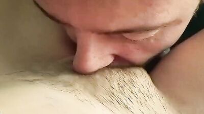 My husband has fun with my big hairy pussy (real orgasm)