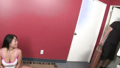 Big tits brunette Asian calls a masseur to check her entire body