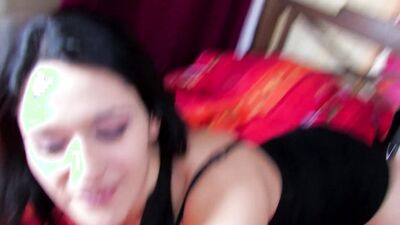 Fat ass babe sucks a cock and then gets cummed on