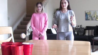 Strip Pong with the loser licking the winner's pussy
