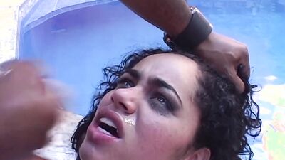 Nasty gangbang leaves Erica Viera stretched out from the intense double penetration and interracial