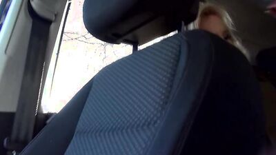 German blonde with big tits gets fucked by two big stranger cocks