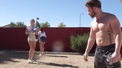 Strip volleyball with losers pleasuring each other