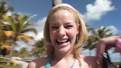 The sweet blonde Ally Ann gets picked up from the beach and roughly dicked down