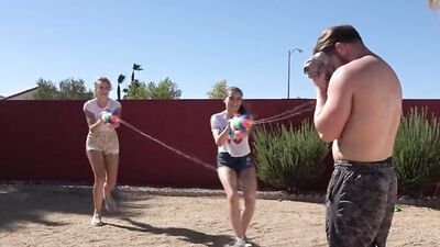 Cool pool sex with two gorgreous hotties who played strip volleyball