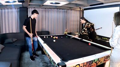 A Threesome with Two Incredible Latinas on a Pool Table