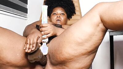 Horny Ebony Bbw Babe Fucking Her Squirting Pussy With Big Black Dildo - Mara Exotic