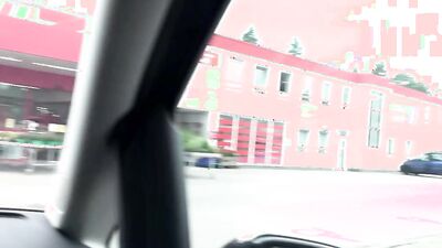 Two strangers in the car fuck a hot milf