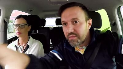 Two strangers in the car fuck a hot milf