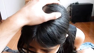 Blowjob from my Step Sister and Cumming on her Feet