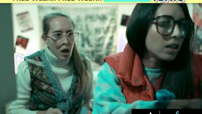 GIRLSWAY - Futuristic MILF Takes Vintage Nerdy Girls' Virginity! ROUGH PASSIONATE THREESOME