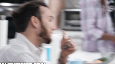 REALITY KINGS - Crystal Chase & Kira Fox Sneakily Fuck Chris' Cock Then Find An Empty Room To Fuck
