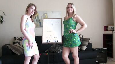 A lesbian strip sex education, hangman style, with Jill and Octavia