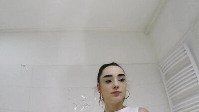 Tattooed Hot Sexy Girlfriend in the Bathroom changes Panties