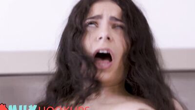 FAMILY HOOK UPS - Angel Gostosa Makes Her Stepdad's Hard Cock Disappear Deep Inside Her Mouth