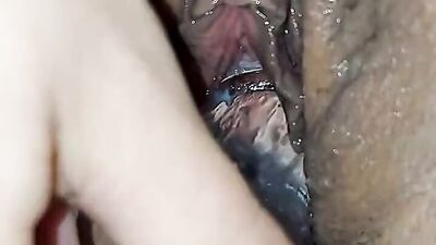 Streched teenie pussy gaps after 5 dildos