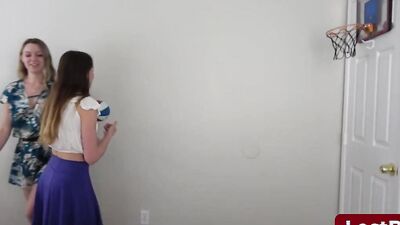 Strip basketball between two horny lesbians involves hot sex toys