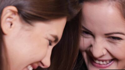 Beautiful lesbian lovers take turns licking each others pussy